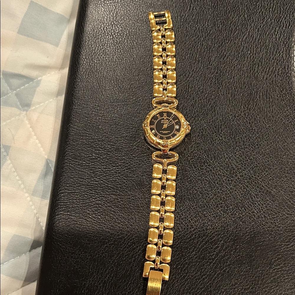 Anne Klein Gold watch with Black Face, Like New!